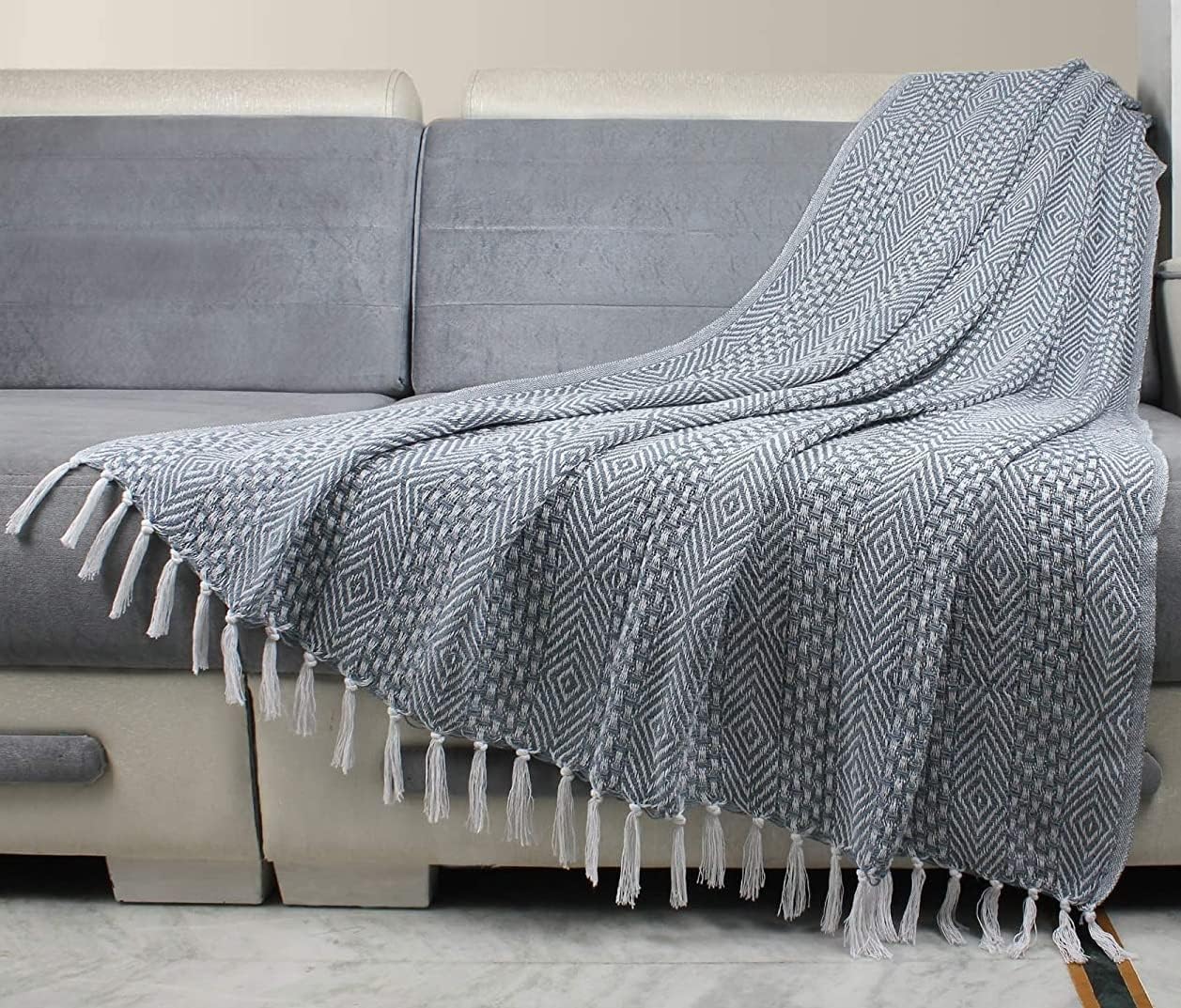 RAJRANG Dusty Blue Throw Blanket, Soft and Warm Living Room Decorative Throws - 60 x 50 Inch