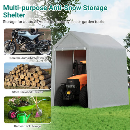 10×10 ft Outdoor Storage Sheds, Portable Storage Shelter Shed with Roll up Zipper Doors, Waterproof Outside Utility Shed Garage Tent for Motorcycle, Bicycles and Camping Tools