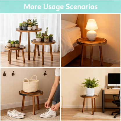 AMVAQKER 3 6-15 Inch PCS Wood Plant Stands Indoor, Three Sizes of Plant Stands Suitable for Pots, Single Plant Holder