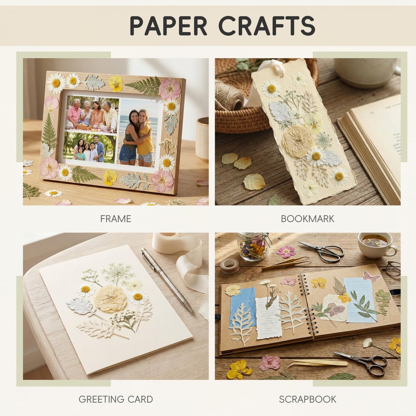 LUXEEASE 80 Pcs Dried Flowers for Crafts, Real Natural Dried Pressed Flowers in Soft Yellow, White & Pink Tones for Resin, DIY Art, Jewelry, Candle & Soap Making – Tweezers Included