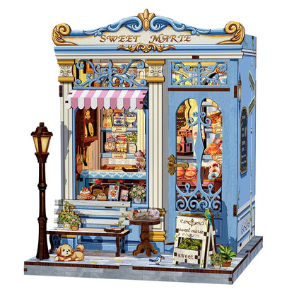 Fsolis Book Nook Kit - DIY Miniature House Kit for Adults, Booknook Bakery Bookshelf 3D Wooden Puzzles Gifts for Women Puzzle Lovers (Sweet Marie)