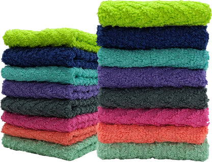 '-16 Pack -12" 12"- ZUPERIA Zigzag Multicolor Wash Cloths x Highly Absorbent Soft Washcloths for Face, Gym Towels, Hotel