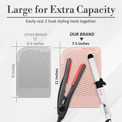 Heat Resistant Mat - Curling Iron Holder - Straightener pad - Flat Iron Holder - Silicone Mat for Hair Tools - Hot Tool Mat - Salon Tools - Hot Iron Holster - Vanity Mat - Vanity Accessories for Women