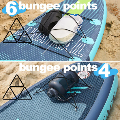 【11'×34"】 Extra Long/Extra Wide Premium Inflatable Stand Up Paddle Board (SUP) – Portable & Lightweight for Yoga, Surfing, Family Fun | Complete Kit with Paddle, Pump, Bag | Durable Design