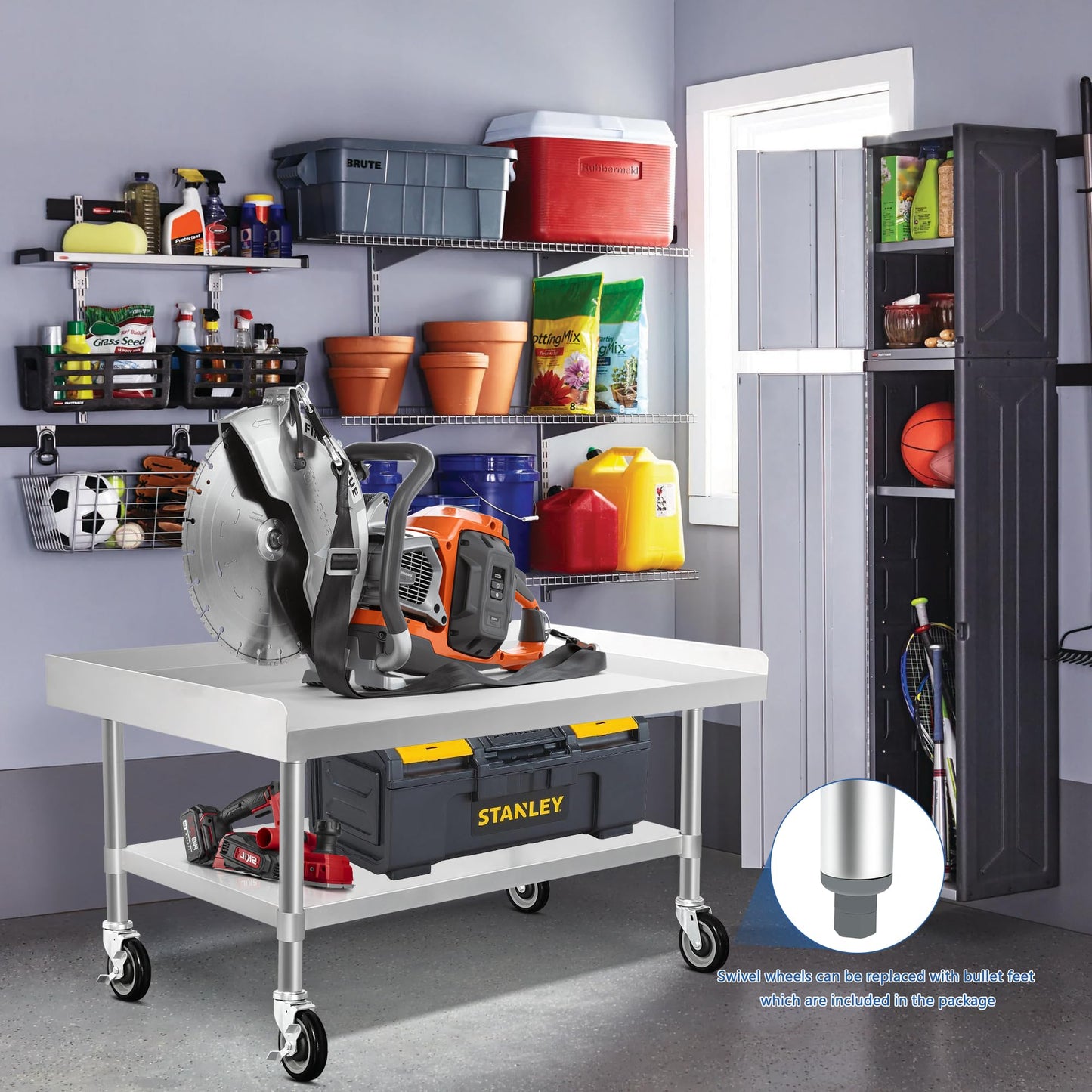 HARDURA Stainless Steel Equipment Stand Metal Prep Table with Casters 30"X 48" NSF 430 for Commercial Food Prep