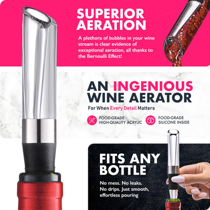 VINABON Wine Aerator - Improved 2026 Wine Aerating Pourer and Wine Air Aerator Decanter Spout for Enhanced Wine Flavor and Bouquet, Includes WineGuide Ebook