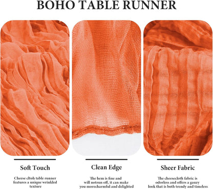 8 Pack 10FT 35x120 Inch Orange Easter Cheesecloth Table Runner Gauze Rustic Wedding Cheese Cloth Table Runners