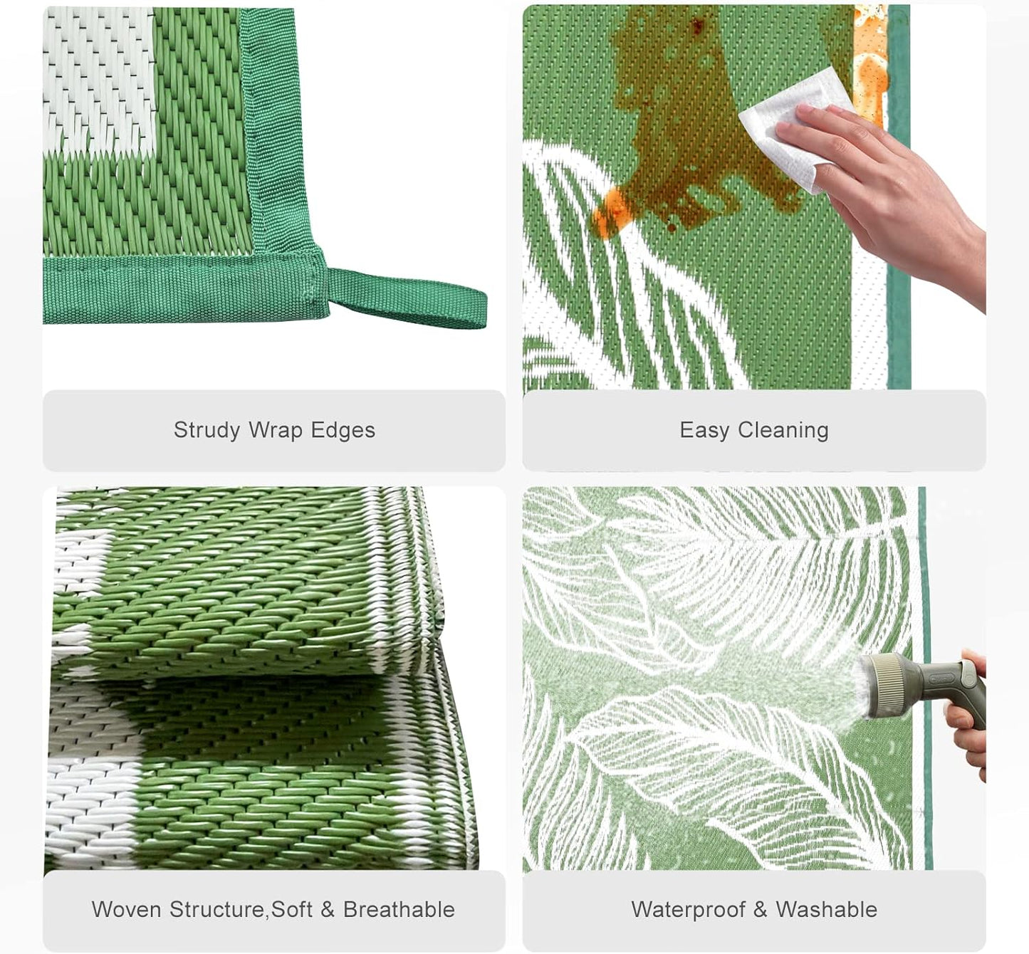 wikiwiki Outdoor Rug, 5x8ft, Waterproof Reversible Mat for Indoor Outdoor, Small Area Plastic Straw Rug