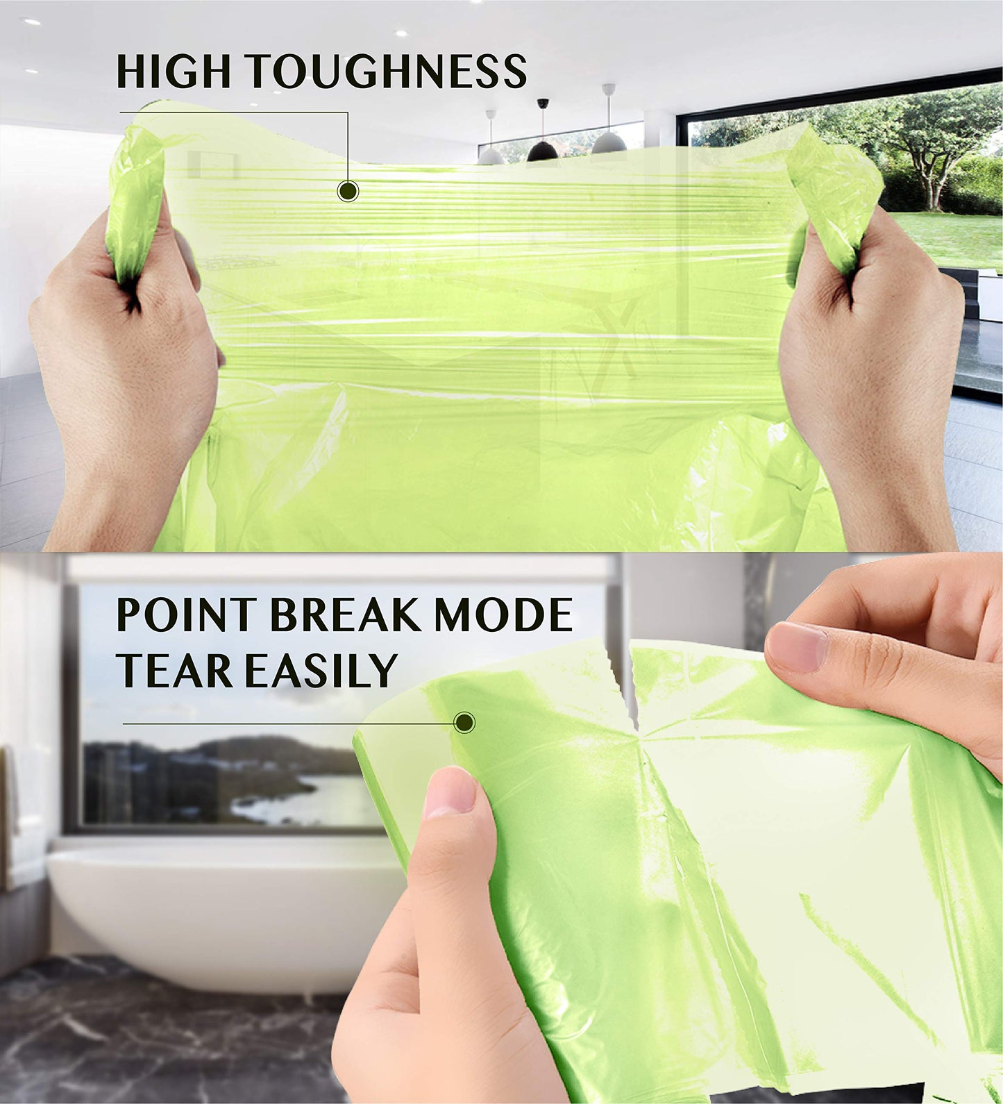 Compostable Trash Bags - FORID 8 Gallon Garbage Bags 150 Count Trash Can Liners 30 Liter Unscented Medium Wastebasket Bags for Kitchen Bathroom Home Office Garbage Can (5Rolls/Green) - Durable & Thick
