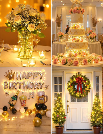 24 Pack 7ft 20LED Brightown LED Fairy Lights Battery Operated String Lights, Waterproof Silver Wire String Lights