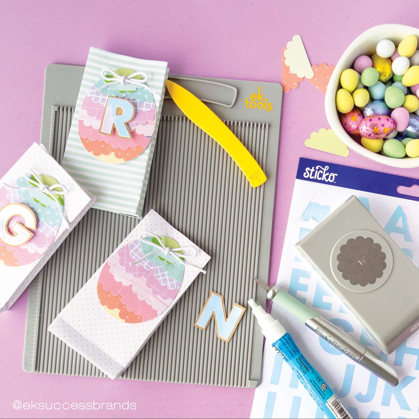 EK Tools Mini Scoring Board, 7.5"x9.75", with Bone Folder, Scoreboard for Paper Crafting, Make Envelopes, Cards, Precision Photos, and More