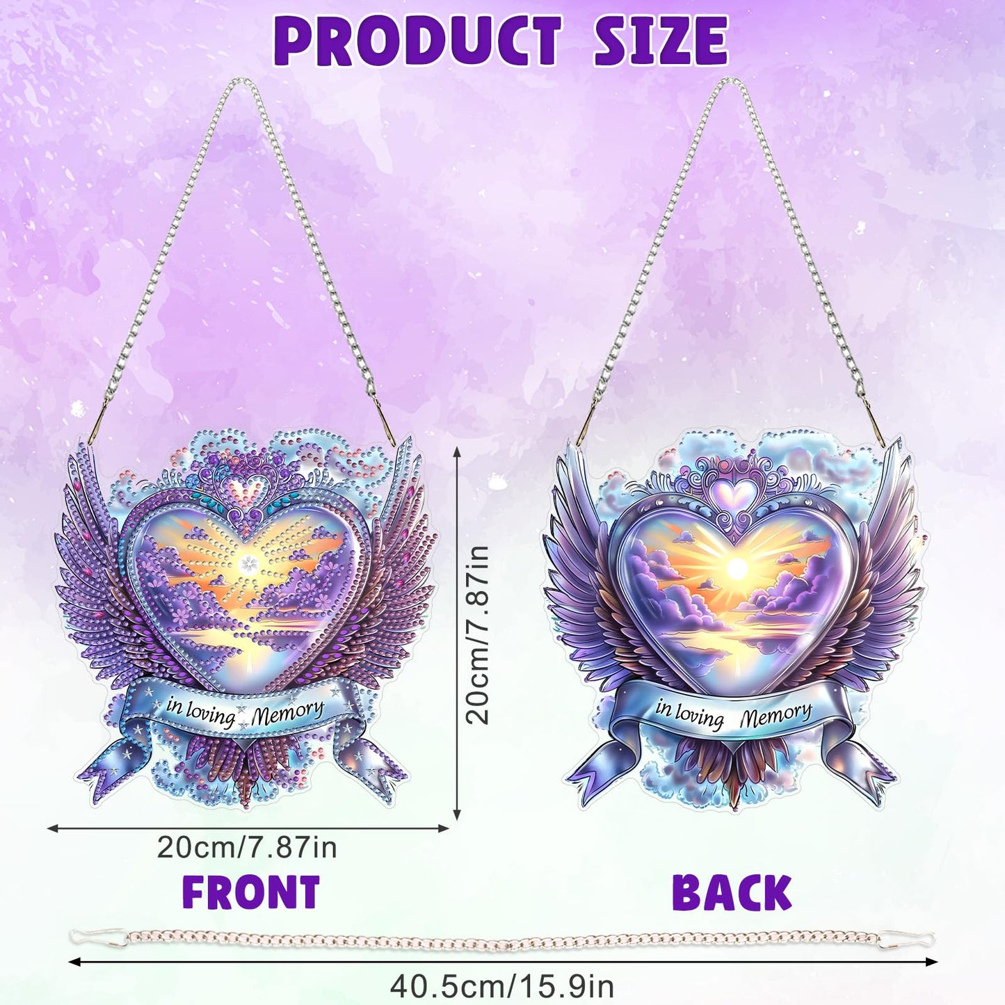 DOMROM Diamond Art Hanging Kits for Adults, Heart Special Shaped Diamond Painting, Gem Art Suncatchers Ornament, Rhinestone Decor for Home Garden Window Wall Decor