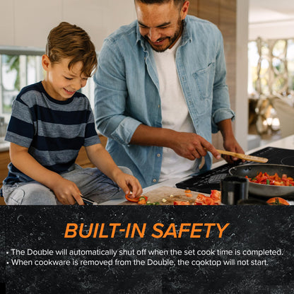 Nuwave Double Pro Cooktop Induction Countertop Burner, Portable, 900/1500/1800W with Dynamic Watt Technology, 50°F to 575°F, 8” Heating Coil, Shatter-Proof Ceramic Glass, Seamless IMD Touch Panel