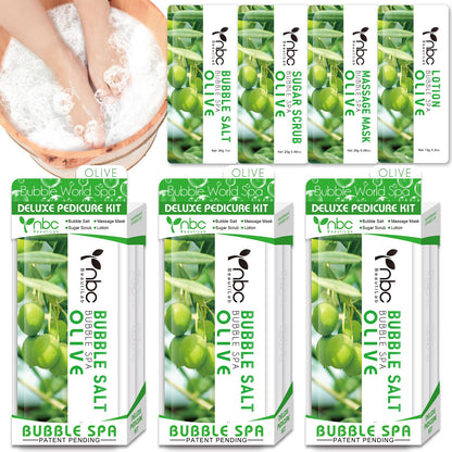 Pedicure Kit Foot Soak Set: Bubble Salt, Sugar Scrub, Massage Mask, Massage Lotion in a Box, 4 Step Foot Spa Kit for Dry Feet,Tired Feet（3 Set Tropical Fruit)