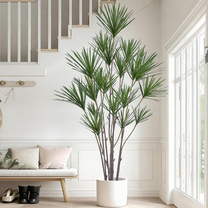 Fsslower Artificial Dracaena Marginata Tree 8FT with 547 Leaves & 19 Heads Tall Large Lifelike Faux Tropical Yucca Plant Madagascar Dragon Tree 96 Inch Black Pot for Indoor Home Office Store Decor