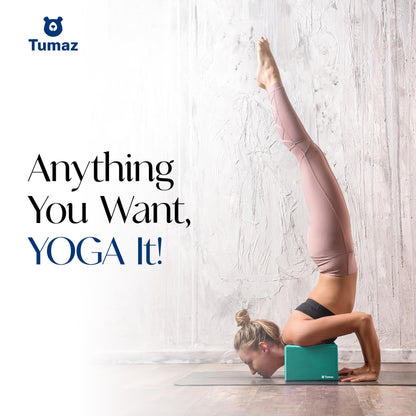 Tumaz Non-Slip Yoga Blocks 2-Pack - High Density/Lightweight EVA Foam & Natural Cork for Stability, Premium Set with E-Book Included