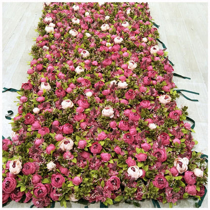 JIIPOREGJ Handmade Romantic Hydrangea Rose Peony Plant Wall Large Artificial Flower Wall Backdrop Panels,Rose Wedding Backdrop 3D Floral Wall Fabric Flower Wall for Part,One Color,1m*1m/3.28 * 3.28FT
