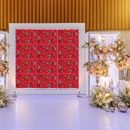 GOUZIBHD 6 Pack Flower Wall Panel Backdrop 24 X 16inch Artificial Flower Wall Mat Silk Rose Floral Panel for Wedding Party Bridal Shower Background Decoration