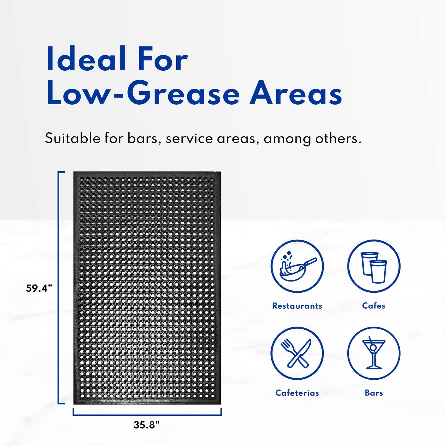New Star Foodservice 54521 Commercial Grade Grease Resistant Anti-Fatigue Rubber Floor Mat, 36" x 60", Red