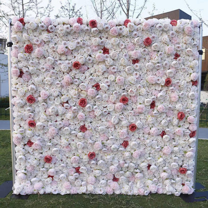 CVGfko Flower Wall Panels Backdrop Décor Pink Artificial Floral for Wedding Party Baby Bridal Shower, Hanging 3D Fake Hydrangea Decoration, Silk Faux Hydrang-3M*3M