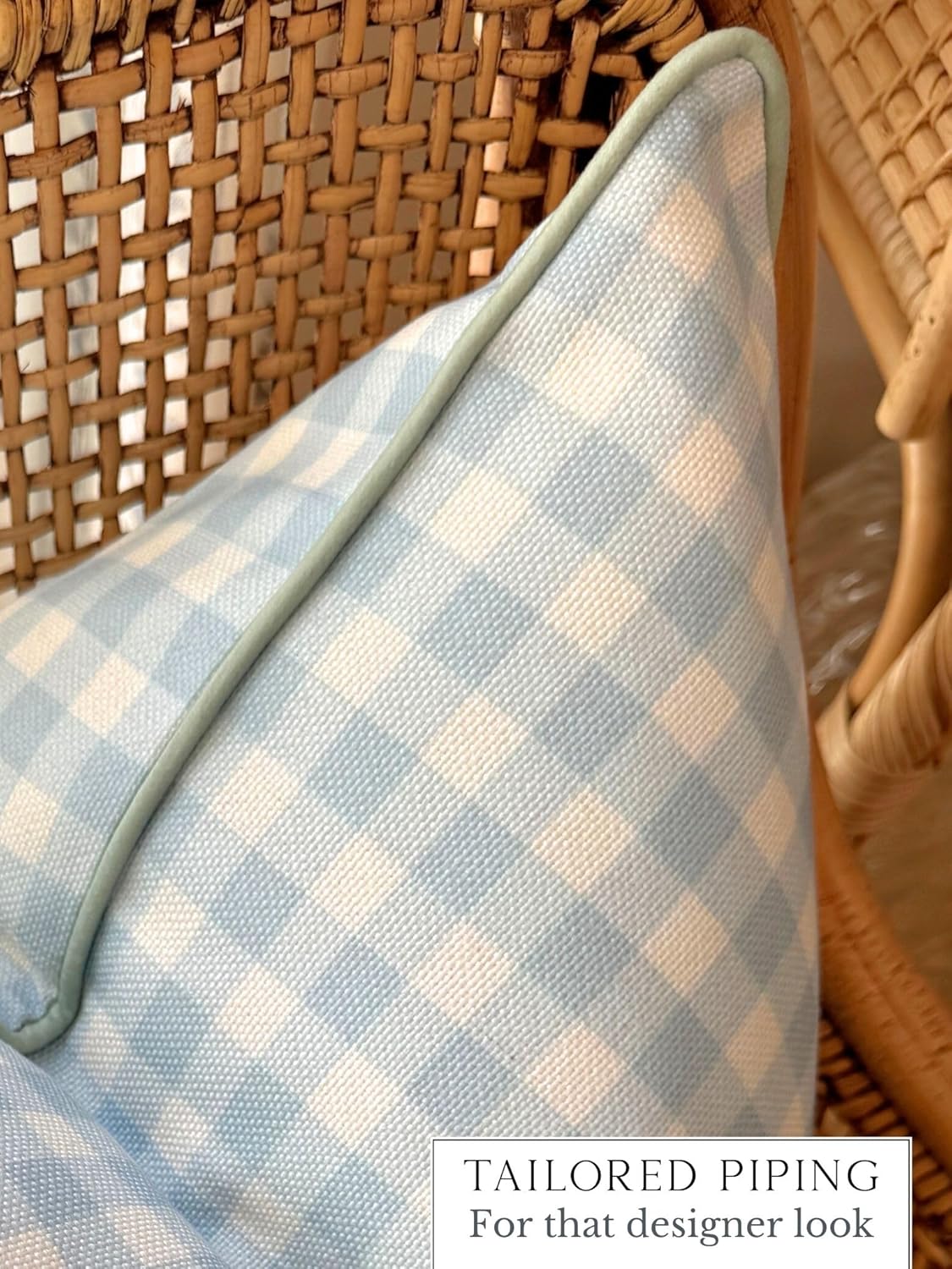 20" 20" Jillien Harbor The Charlie Decorative Pillow Cover Blue and White Accent Pillow Cover with Gingham-Inspired