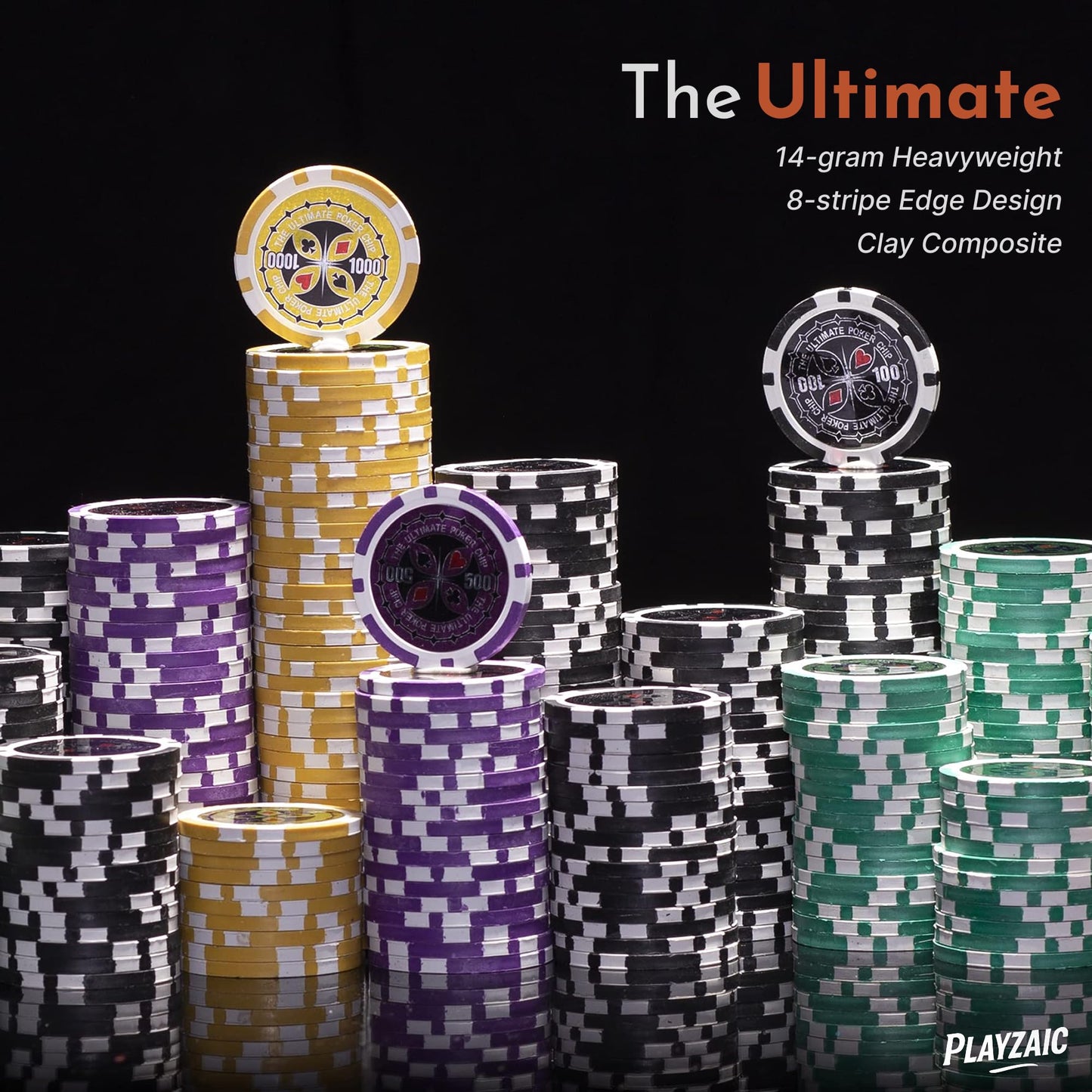 Pick Your Chips | The Ultimate Poker Chip Set in Case | 14-gram Heavy Clay Composite | Custom Build Your Casino Chips for Tournament or Cash Game, Texas Holdem or Blackjack (1,000-count Acrylic)