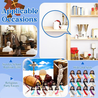Bememo 12 Pcs Little Jesus Love You Figures - Vibrant Rubber Easter Party Favors for Kids