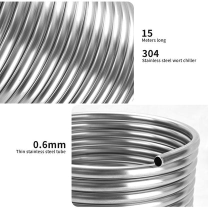 BACOENG 1/2" x 50Ft 304 Wort Chiller, Stainless Steel Tubing Coil for Ice Bath Beer Brewing Tubing Coil, Water Cooler Equipment
