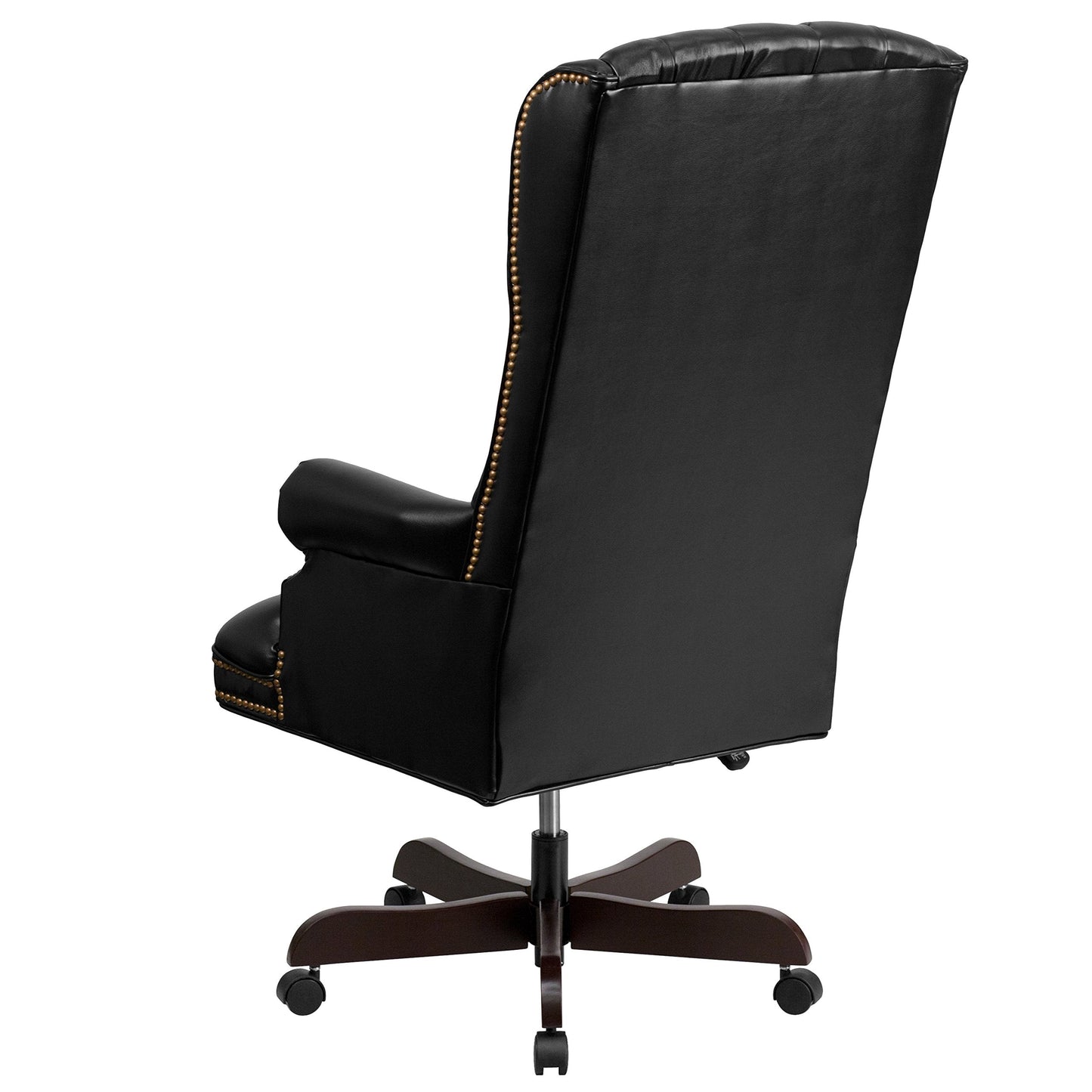 Flash Furniture High Back Traditional Fully Tufted Black LeatherSoft Executive Swivel Ergonomic Office Chair with Arms