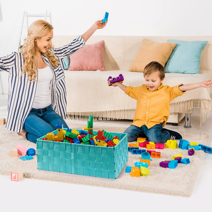Uvellgift Woven Storage Baskets, Storage Bins, Cube Basket Container Baskets Storage Boxes Organizers for Clothes /Shelves/ Closet, Set of 6 (Aqua)