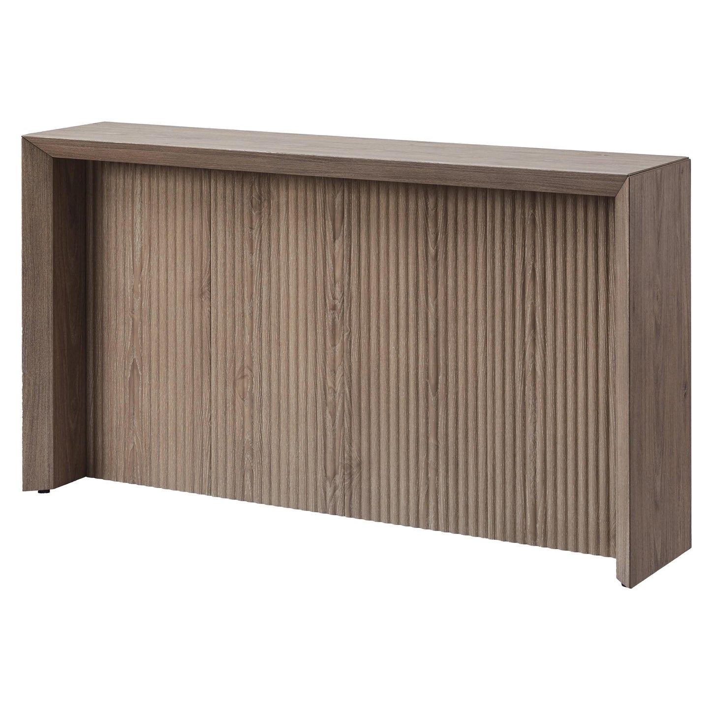 Henn&Hart 56" Fluted Wooden Rectangular Console Table Ribbed Entryway Table, Sofa Table for Entryway, Living Room, Couch, Hallway, or Office, Weathered Gray
