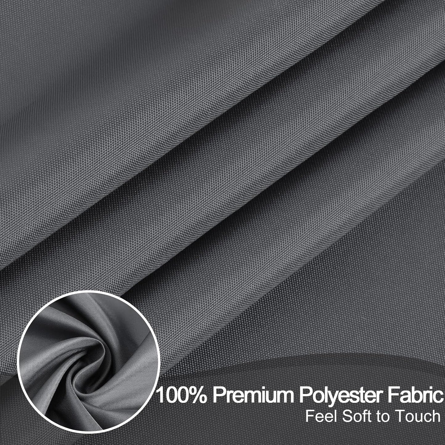 AooHome Fabric Shower Curtain 48 x 72 Inch, Solid Color Bath Curtain with Hooks, Dark Grey