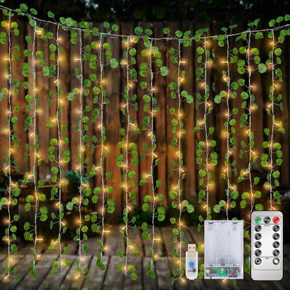 12 Pack 240 8 Fake Vines Curtain String Light LED Mode & Timer Hanging Ivy Lights Vines for Bedroom Wall Hanging Garden