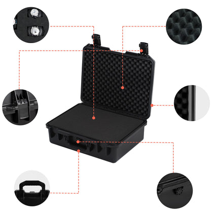 MEIJIA Premium Waterproof Hard Compact Camera Case with customizable fit foam,Full Protection with Light&Convenient Design,19.3"x15.25"x7.3".,Elegant Black