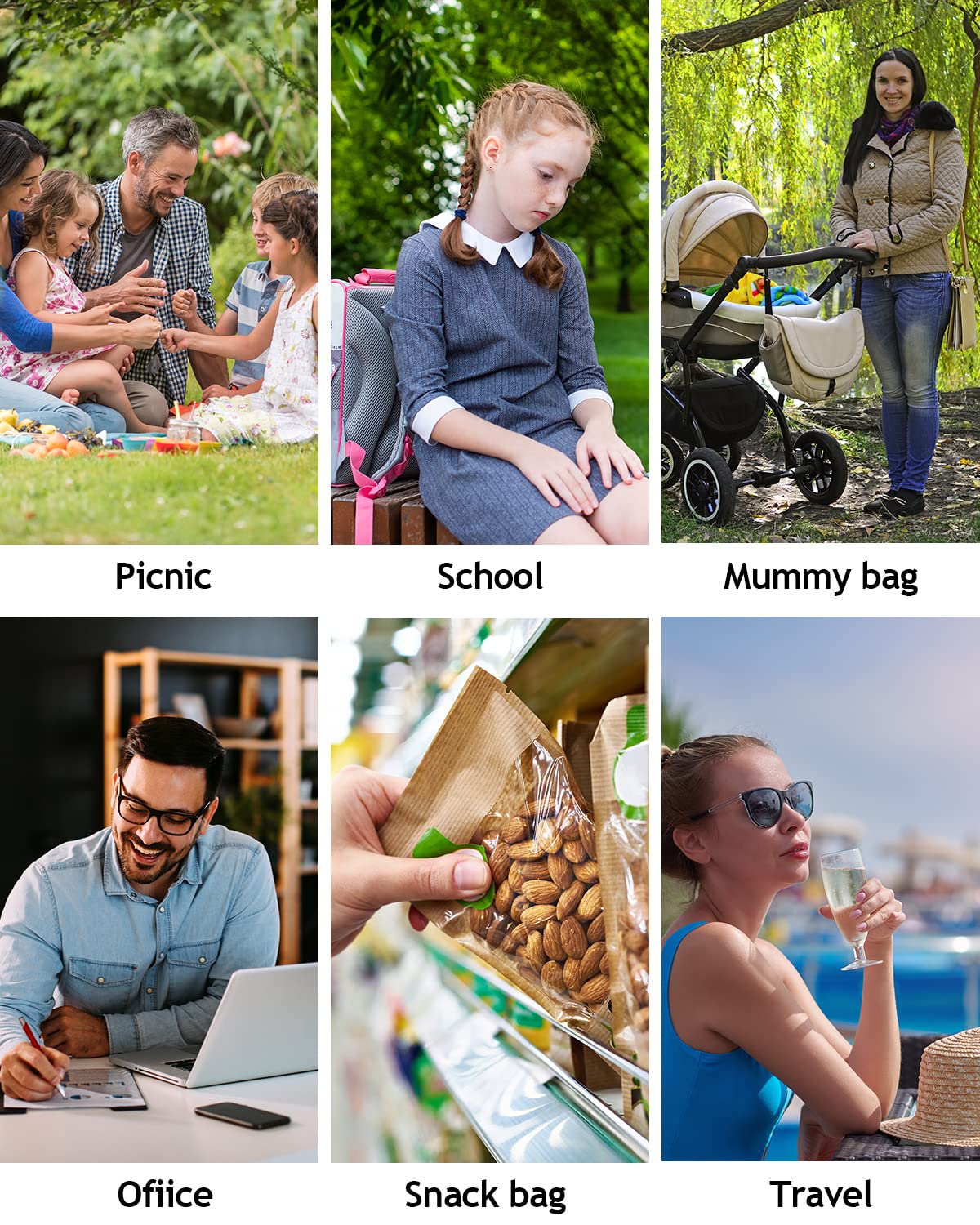 yookee home Waterproof Lunch Bag Double Layer Leakproof Neoprene Insulated Lunch Bag Freezable Black Reusable Thermal Lunch Cooler Tote Lunch Box for Boys Men Women Adult Kids for Work Outdoor