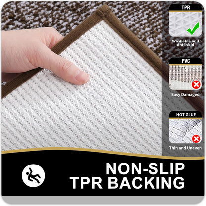 OLANLY Luxury Toilet Rugs U-Shaped, 24x20 Extra Soft Absorbent Microfiber Bathroom Rugs, Non-Slip Plush Bath Mat
