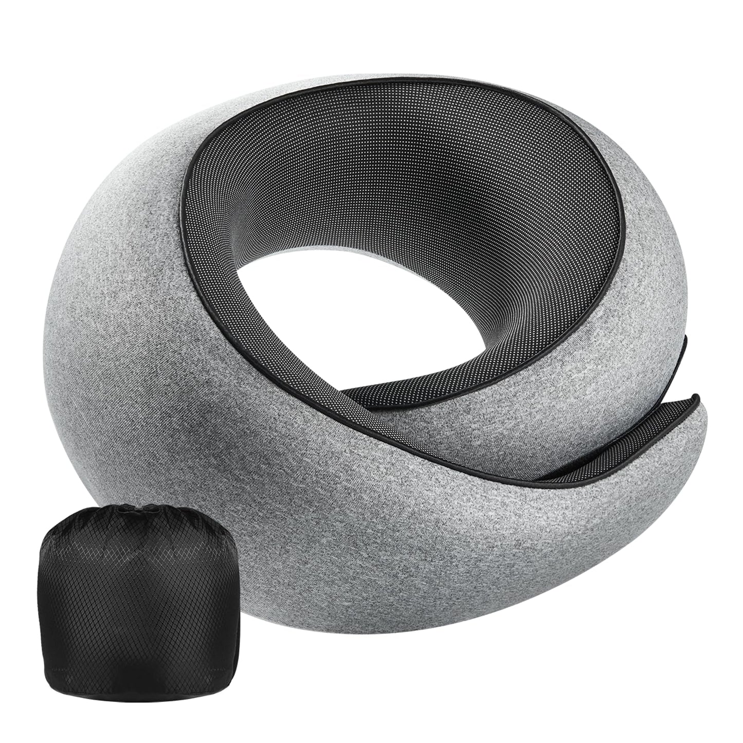 Neck Pillow Airplane,100% Pure Memory FoamTravel Neck Pillow Travel Neck Support Ergonomic &Portable Design Best for Sleeping Plane Car Train Office Flight (Small Grey)