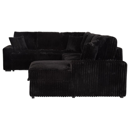 Coaster Home Furnishings - Devonshire - Sleeper Sectional Sofa with Pop-Up Sleep Surface, Storage Chaise, Three Accent Pillows and Pull-Out Bed - Living Room - Black - 511049
