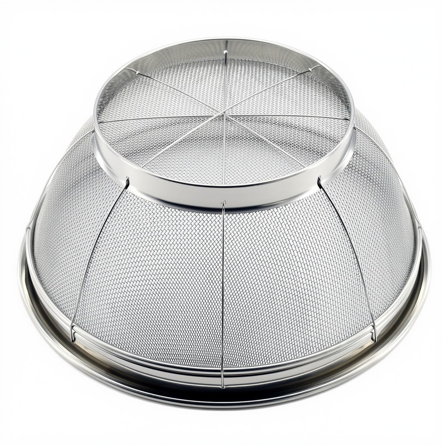Fine Mesh Strainer for Kitchen, 4 Quart Stainless Steel Colander Bowl for Pasta, Rice, Fruit, Metal Net Baskets with Resting Base - Strain, Drain, Rinse