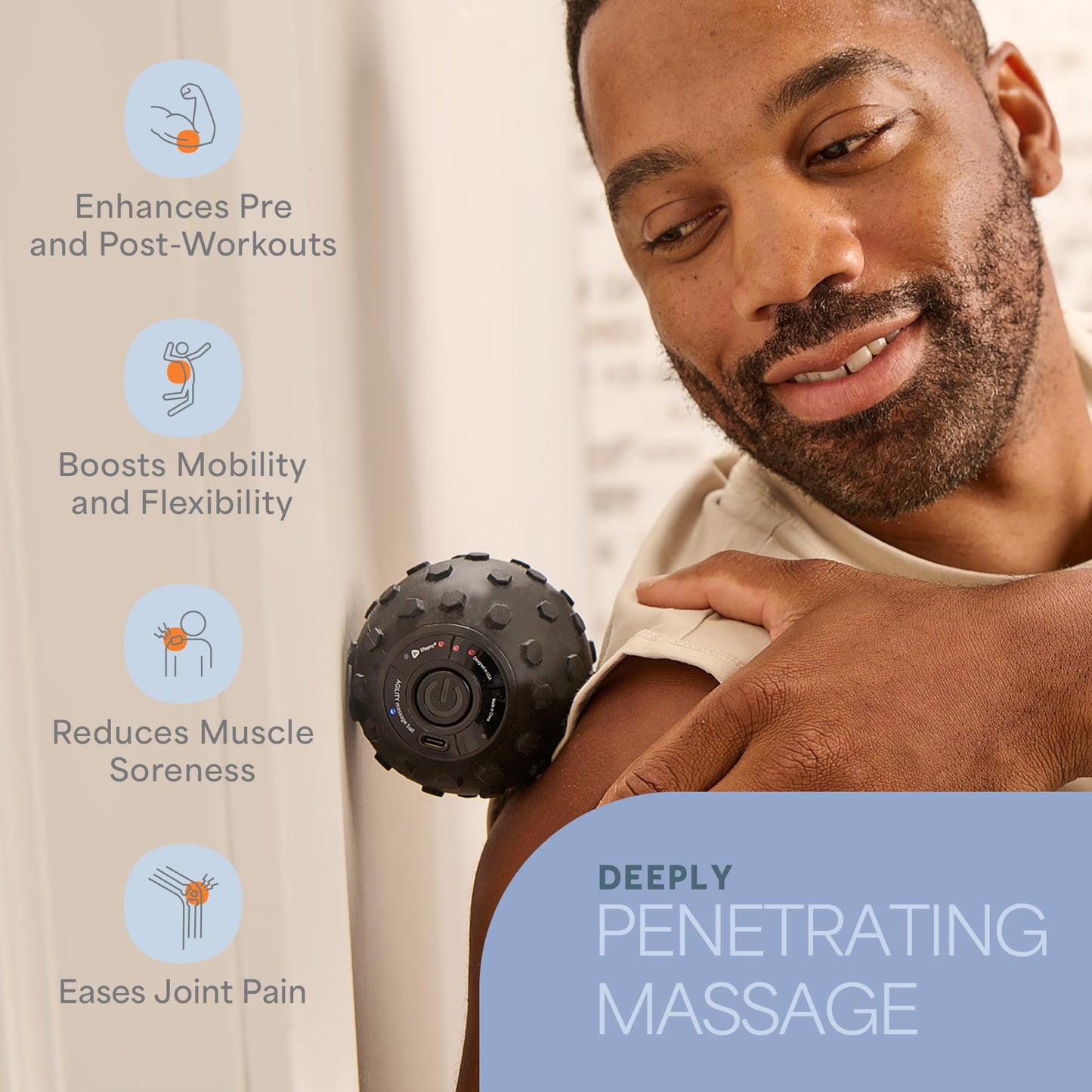 Lifepro 4-Speed Vibrating Massage Ball - Peanut Massager and Vibrating Foam Roller for Fitness, Mobility, and Relaxation - Compact and Portable Design