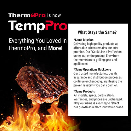 TempPro TP19 Waterproof Digital Meat Thermometer for Grilling with Ambidextrous Backlit & Thermocouple Instant Read Kitchen Cooking Food Thermometer for Candy Oil BBQ Smoker (Previously ThermoPro)