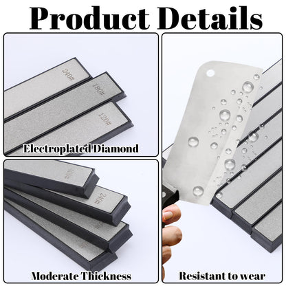 10 PCS Diamond Knife Sharpening Stones Set – 120# to 3000# Grit, Professional Whetstone Kit for Ruixin Sharpeners & Handheld Use – Non-Slip Base, Durable Diamond Plates for Kitchen & Outdoor Tools