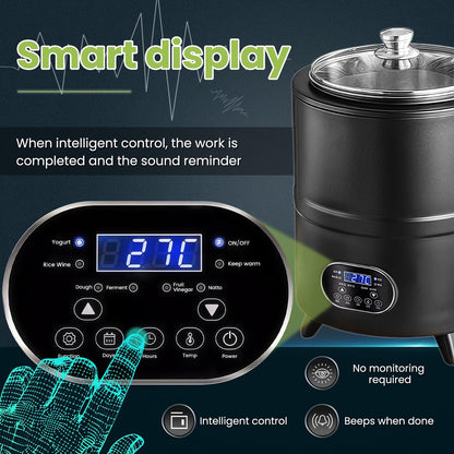 8L/8qt Yogurt Maker Machine, Yogurt Maker with Time and Temperature Control, Commercial Yogurt Maker, Black garlic fermentation machine, Sweet Rice Wine Maker for Home (black, 8L)