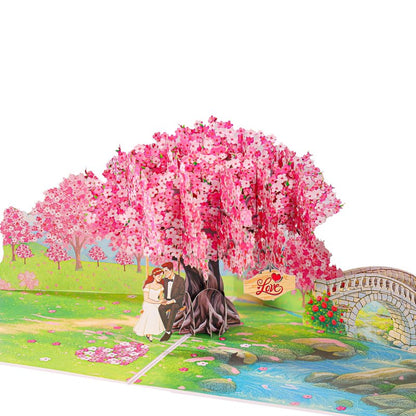Pop Up Valentines Cards, 3D Cherry Blossoms and Swing Couple in Love, Anniversary, Wedding Cards for Wife, Husband, Her, Him, Girlfriend, Ideal Gift for Birthday, Wedding, Valentine's Day, Mothers Day