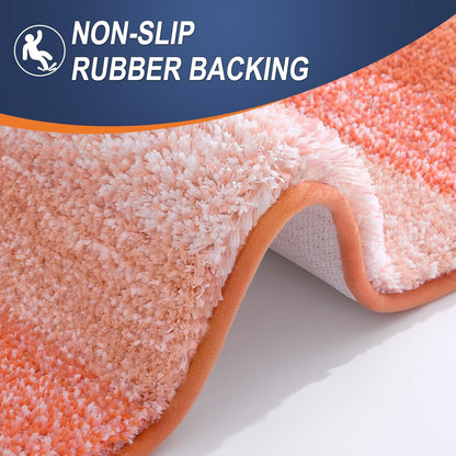 OLANLY Bathroom Rugs - Extra Soft Microfiber Mat with Rubber Backing | Quick Dry, Machine Washable, Coral 34x21