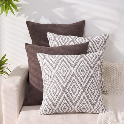 HPUK Decorative Throw Pillow Covers Set of 4 Square Couch Pillows Linen Cushion Cover for Couch Sofa Living Room, 18"x18" inches, Blue