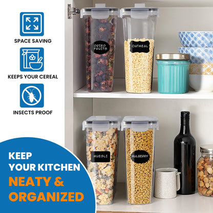 CrowdLox Cereal Storage Containers 4L Food Grade and BPA Free Sets with Lids Kitchen Storage & Organisation Food Containers Large Kitchen Organiser for Cornflakes (Single Unit)