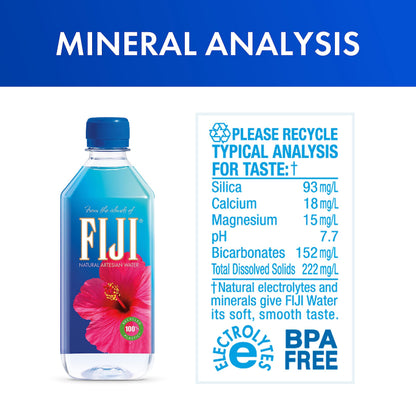 FIJI Artesian Bottled Water, 500 mL (16.9 fl oz), Pack of 24