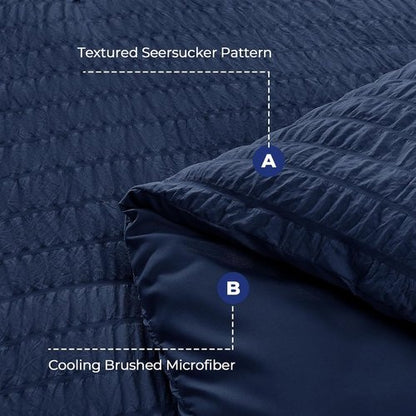 HYMOKEGE Navy Blue California King Comforter Set - 7-Piece All-Season Luxury Bedding Collection