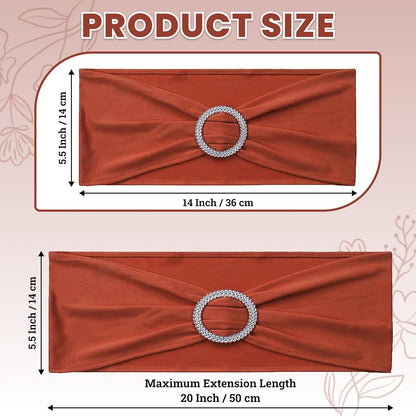 25 VDS - Terracotta | Spandex Chair Sashes Bows | PCS | Stretch Elastic Banquet Universal Folding Chair Band Tie